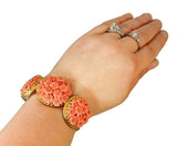 Vintage Hinged Bangle Cuff Bracelet Flower Bouquets Coral Peach - Premier Estate Gallery
 - 5