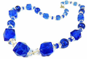 Deco Blue Czech Glass Crystal Necklace - Premier Estate Gallery
 - 1