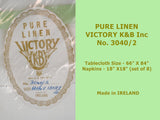 Estate Large Irish Linen Damask Tablecloth Napkin Set Orig Box 66X88in