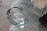 Mid Century Gunnar Nyland for Strombergshyttan Art Glass Light Blue Geode Ashtray Signed Scandinavian Glass