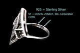 Sterling Silver Marcasite Hearts Ring Deco Style Vintage Bling