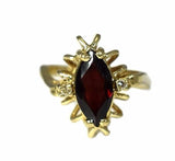 14k Gold Almandine Garnet Ring with Diamond Accents Vintage c1950 - Premier Estate Gallery 3
