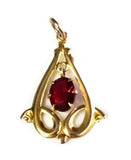 Edwardian 10k Gold Lavaliere Pendant with Simulated Ruby Antique - Premier Estate Gallery 