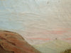 c1900 Folk Art Oil Painting Peaches in Basket in Mt Landscape Gilt Framed