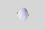 14k Gold Purple Jadeite Ring Ornate Heavy Solid Gold Setting Vintage