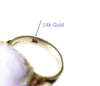 14k Gold Purple Jadeite Ring Ornate Heavy Solid Gold Setting Vintage
