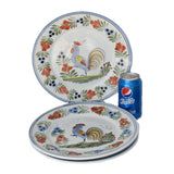 French Faience Henriot Quimper Le Coq Breton Rooster Plates Set of 3