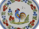 Farmhouse Decor Quimper Rooster Dessert Plates Hand Painted France Artist Signed