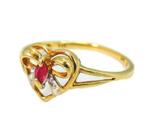 10k Ruby Heart Ring, Promise Ring, Granddaughter Gift, Gemstone Jewelry - Premier Estate Gallery
 - 1