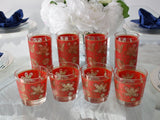 Vintage Red Gold Libbey Gold Tapestry Highball Lowball Glasses Set of 8 - Premier Estate Gallery