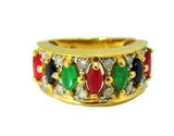 14k Gemstone Ring Anniversary Band Emerald Ruby Sapphire Diamonds Gold - Premier Estate Gallery
 - 1