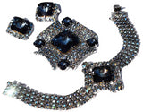 Vintage AB Rhinestone Jewelry Set Big Blue Rivoli Stones - Premier Estate Gallery 2