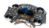 Vintage AB Rhinestone Jewelry Set Big Blue Rivoli Stones