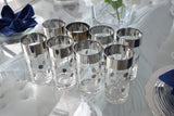 Platinum Silver Polka Dot Vintage Tumblers Highball Glasses Glam Barware c1950 - Premier Estate Gallery 3