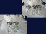 Platinum Silver Polka Dot Vintage Tumblers Highball Glasses Glam Barware c1950