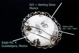 Mexican Sterling Silver Cut Glass Brooch with Enameling c1950
