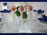 Bohemian Glass Gold Decorated Champagne Flutes Cranberry Flashed - Premier Estate Gallery 