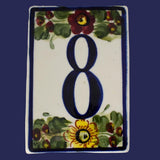 Vintage Porcelain Tile House Numbers Sunflowers Florals Italy, Cottage Hacidenda Talavera Country Style Address Number Tiles