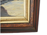 Victorian Deep Gilt Walnut Frame Wintry Landscape Oil Painting 17 X 15 in