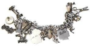 Vintage Sterling Silver Charm Bracelet 20 Charms Bagpipes - Premier Estate Gallery 